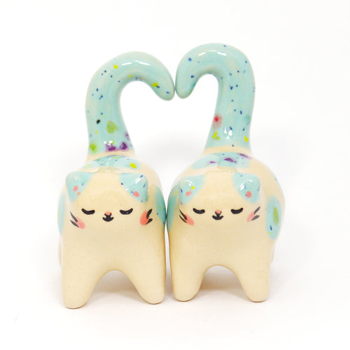 Ceramic Love Cats Set of 2 Mini Figurines #2416