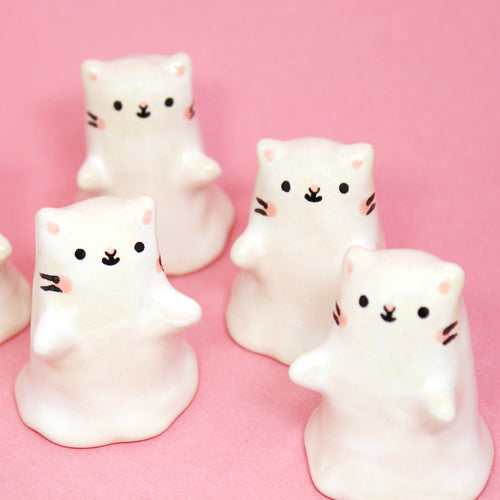 Ceramic Mini Ghost Cat Figurine - #2425-2429