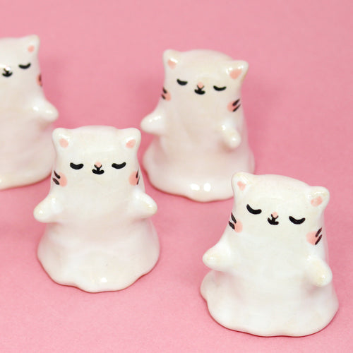 Ceramic Mini Ghost Cat Figurine - #2430-2434