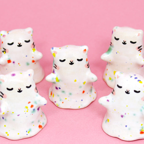 Ceramic Mini Ghost Cat Figurine - #2440-2444