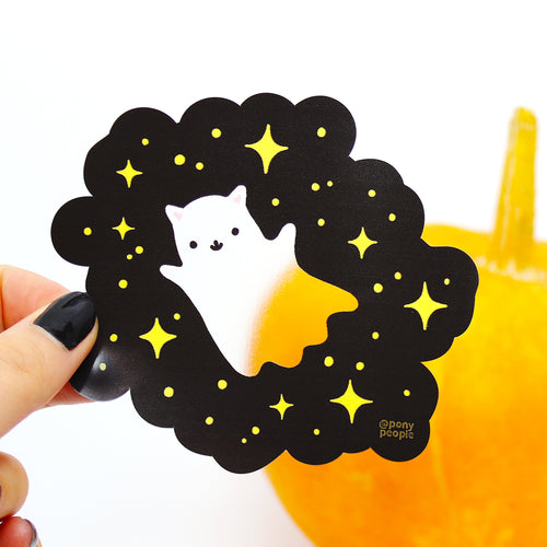 Ghost Kitty Transparent Sticker